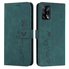 Leather Case Stands Flip Cover Holder Y03X for Oppo A74 4G Green