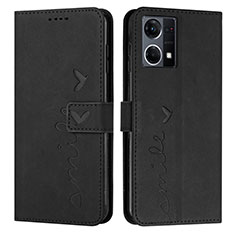 Leather Case Stands Flip Cover Holder Y03X for Oppo Reno8 4G Black