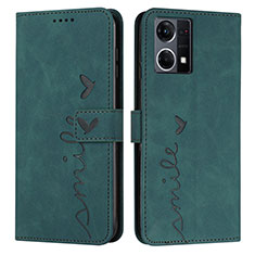 Leather Case Stands Flip Cover Holder Y03X for Oppo Reno8 4G Green