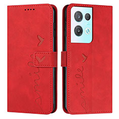 Leather Case Stands Flip Cover Holder Y03X for Oppo Reno8 Pro 5G Red