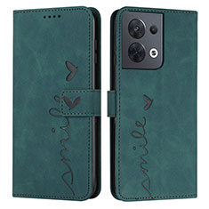 Leather Case Stands Flip Cover Holder Y03X for Oppo Reno9 5G Green