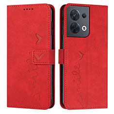 Leather Case Stands Flip Cover Holder Y03X for Oppo Reno9 Pro 5G Red