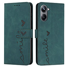 Leather Case Stands Flip Cover Holder Y03X for Realme 10 4G Green