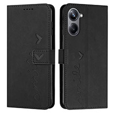Leather Case Stands Flip Cover Holder Y03X for Realme 10 Pro 5G Black