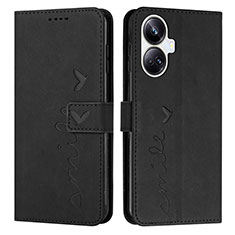 Leather Case Stands Flip Cover Holder Y03X for Realme 10 Pro+ Plus 5G Black
