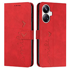 Leather Case Stands Flip Cover Holder Y03X for Realme 10 Pro+ Plus 5G Red