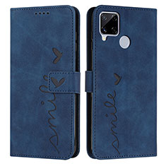 Leather Case Stands Flip Cover Holder Y03X for Realme 7i RMX2193 Blue