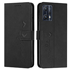 Leather Case Stands Flip Cover Holder Y03X for Realme 9 4G Black