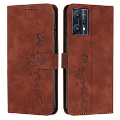 Leather Case Stands Flip Cover Holder Y03X for Realme 9 Pro 5G Brown