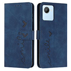 Leather Case Stands Flip Cover Holder Y03X for Realme C30 Blue