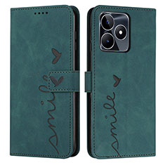 Leather Case Stands Flip Cover Holder Y03X for Realme C51 Green