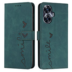Leather Case Stands Flip Cover Holder Y03X for Realme C55 Green