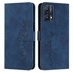 Leather Case Stands Flip Cover Holder Y03X for Realme Q5 5G Blue