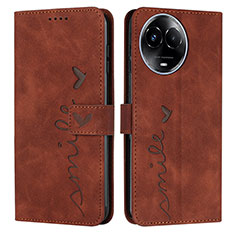 Leather Case Stands Flip Cover Holder Y03X for Realme V50s 5G Brown
