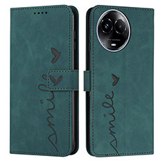 Leather Case Stands Flip Cover Holder Y03X for Realme V50s 5G Green