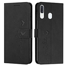 Leather Case Stands Flip Cover Holder Y03X for Samsung Galaxy A30 Black
