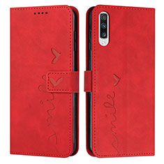 Leather Case Stands Flip Cover Holder Y03X for Samsung Galaxy A50 Red