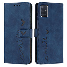 Leather Case Stands Flip Cover Holder Y03X for Samsung Galaxy A51 4G Blue