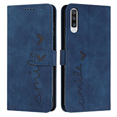 Leather Case Stands Flip Cover Holder Y03X for Samsung Galaxy A70 Blue