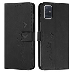 Leather Case Stands Flip Cover Holder Y03X for Samsung Galaxy A71 5G Black