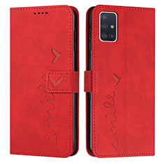 Leather Case Stands Flip Cover Holder Y03X for Samsung Galaxy A71 5G Red