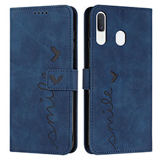 Leather Case Stands Flip Cover Holder Y03X for Samsung Galaxy M10S Blue
