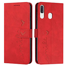 Leather Case Stands Flip Cover Holder Y03X for Samsung Galaxy M10S Red