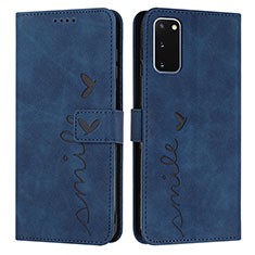 Leather Case Stands Flip Cover Holder Y03X for Samsung Galaxy S20 5G Blue