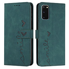 Leather Case Stands Flip Cover Holder Y03X for Samsung Galaxy S20 5G Green