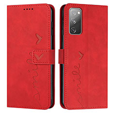 Leather Case Stands Flip Cover Holder Y03X for Samsung Galaxy S20 FE (2022) 5G Red