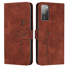 Leather Case Stands Flip Cover Holder Y03X for Samsung Galaxy S20 Lite 5G Brown