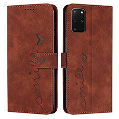Leather Case Stands Flip Cover Holder Y03X for Samsung Galaxy S20 Plus 5G Brown
