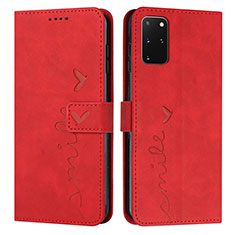 Leather Case Stands Flip Cover Holder Y03X for Samsung Galaxy S20 Plus Red