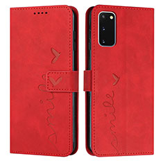 Leather Case Stands Flip Cover Holder Y03X for Samsung Galaxy S20 Red