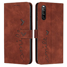 Leather Case Stands Flip Cover Holder Y03X for Sony Xperia 10 V Brown