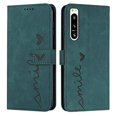 Leather Case Stands Flip Cover Holder Y03X for Sony Xperia 5 IV Green