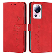Leather Case Stands Flip Cover Holder Y03X for Xiaomi Mi 13 Lite 5G Red
