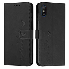 Leather Case Stands Flip Cover Holder Y03X for Xiaomi Redmi 9AT Black