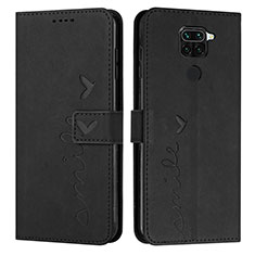 Leather Case Stands Flip Cover Holder Y03X for Xiaomi Redmi Note 9 Black