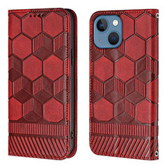 Leather Case Stands Flip Cover Holder Y04B for Apple iPhone 14 Red Wine