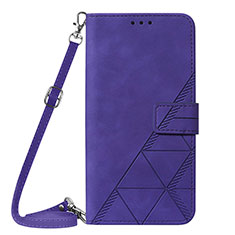 Leather Case Stands Flip Cover Holder Y04B for Samsung Galaxy A21s Purple