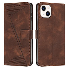 Leather Case Stands Flip Cover Holder Y04X for Apple iPhone 14 Plus Brown