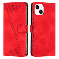 Leather Case Stands Flip Cover Holder Y04X for Apple iPhone 14 Plus Red