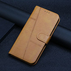 Leather Case Stands Flip Cover Holder Y04X for Google Pixel 6 5G Light Brown
