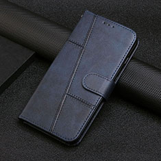 Leather Case Stands Flip Cover Holder Y04X for Motorola Moto E32 Blue