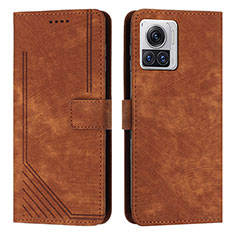 Leather Case Stands Flip Cover Holder Y04X for Motorola Moto Edge 30 Ultra 5G Brown