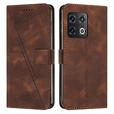 Leather Case Stands Flip Cover Holder Y04X for OnePlus 10 Pro 5G Brown