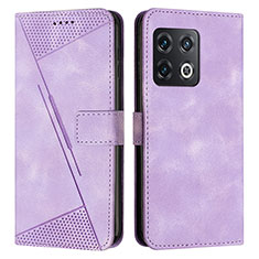 Leather Case Stands Flip Cover Holder Y04X for OnePlus 10 Pro 5G Purple
