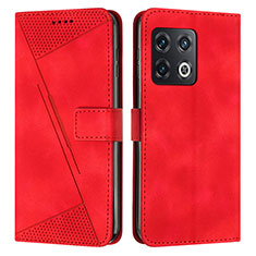 Leather Case Stands Flip Cover Holder Y04X for OnePlus 10 Pro 5G Red