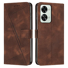 Leather Case Stands Flip Cover Holder Y04X for OnePlus Nord 2T 5G Brown